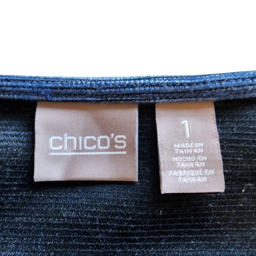 Chico’s Blue 3/4 Sleeve Stretch Top Size 1 (M 8/10) - Picture 5 of 8